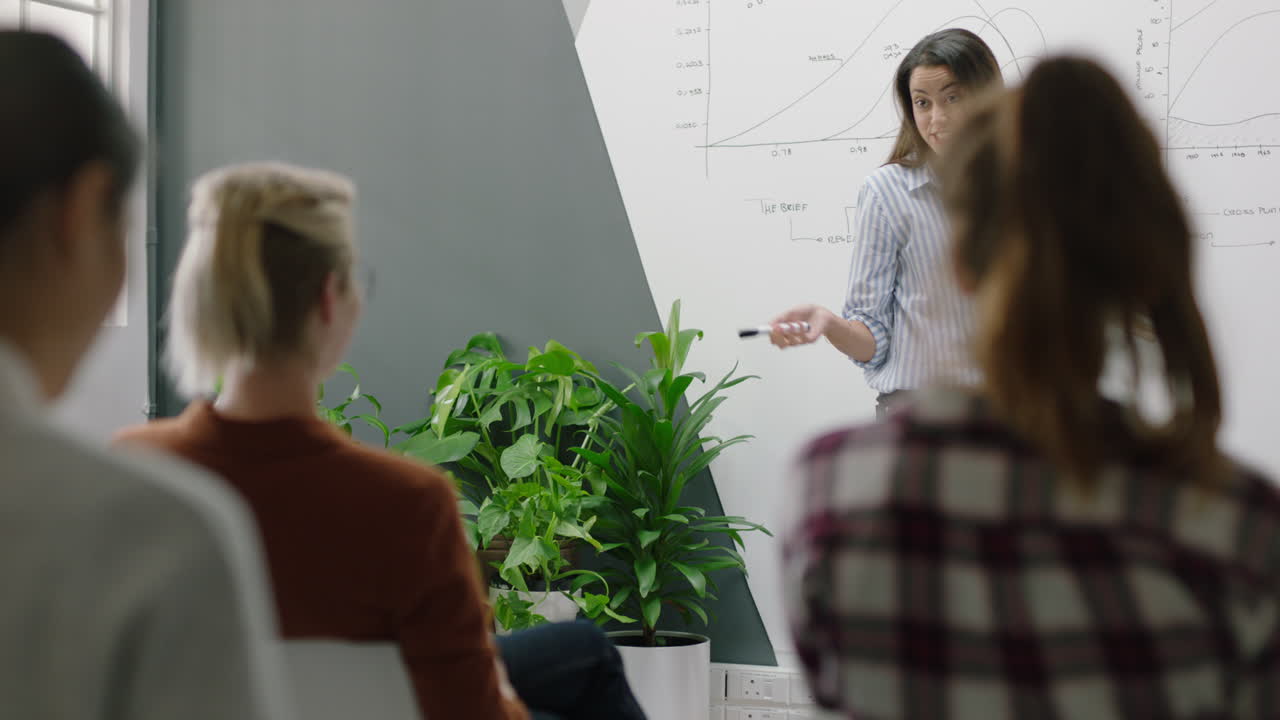 joven mujer de negocios hispana compartiendo ideas corporativas con colegas del grupo de gestión usando un teléfono inteligente filmando video disfrutando de la presentación compartiendo en las redes sociales en una reunión de seminario en la sala de juntas
