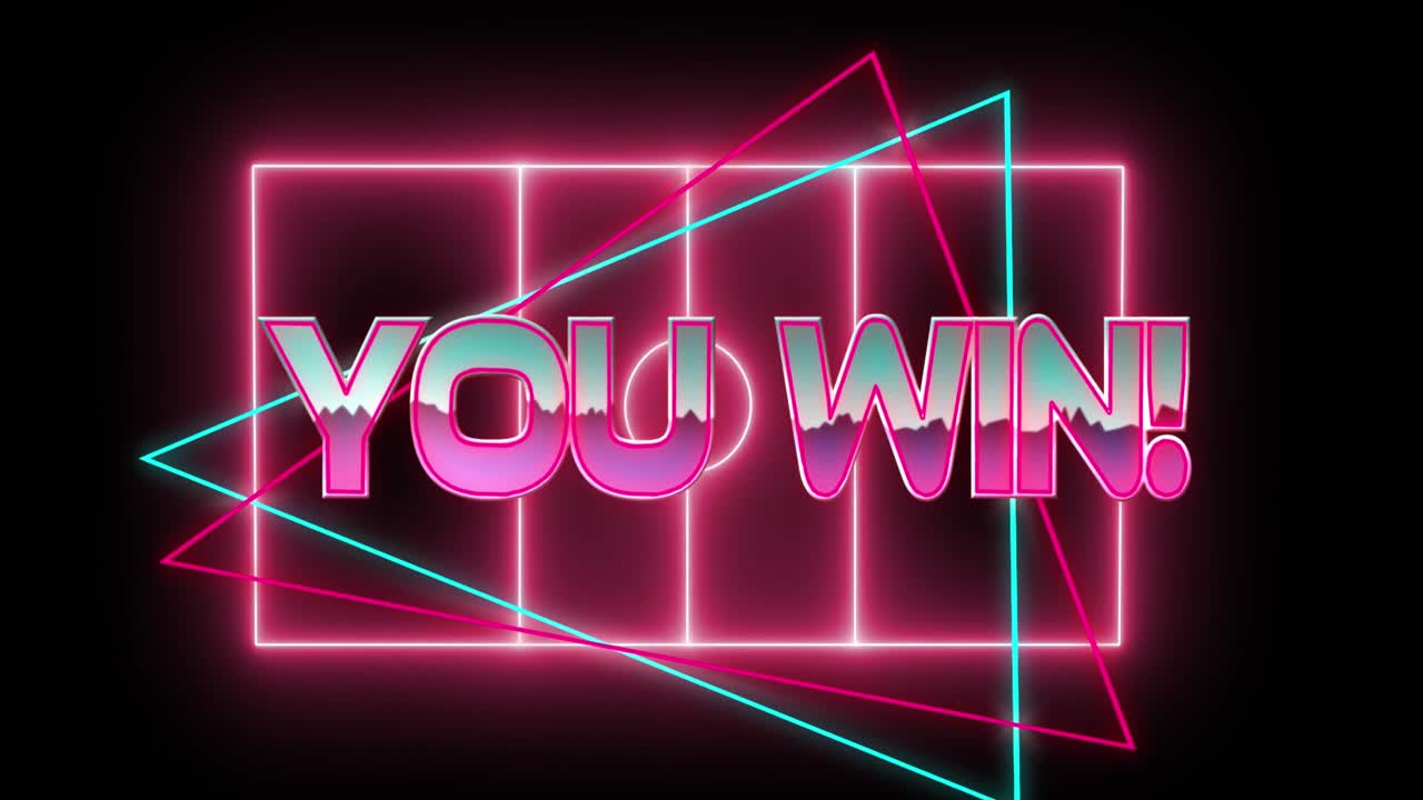 네온 스포츠 스타디움에서 텍스트를 이기는 애니메이션