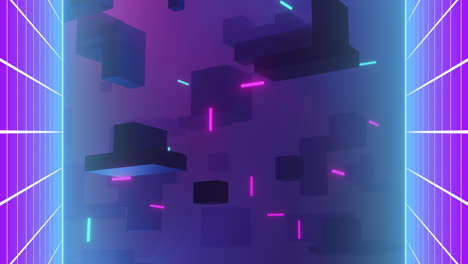 animación de la pantalla de un videojuego con rastros de luz sobre un fondo púrpura