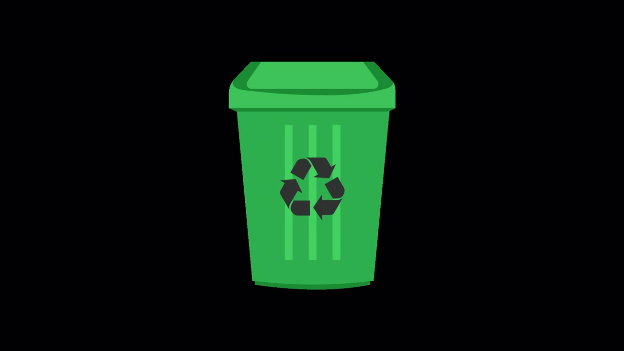 Animated Green Recycling Bin with Recycle Symbol