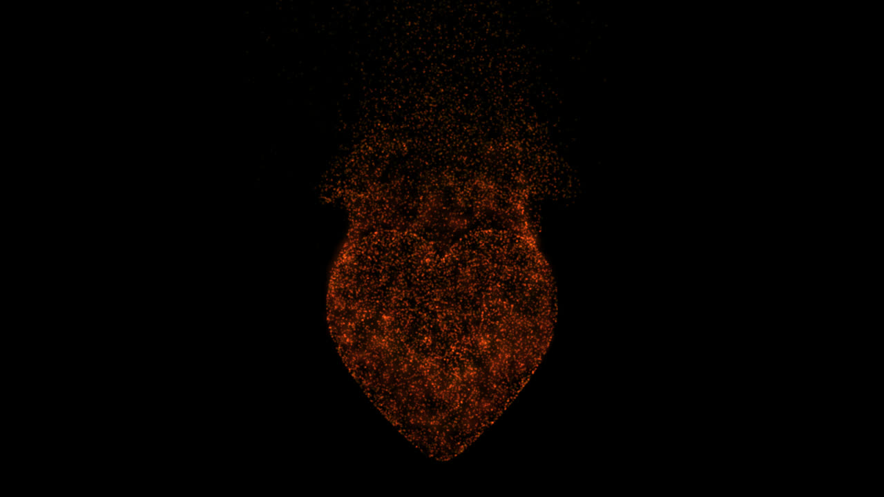 corazón animado de fuego