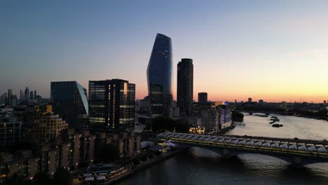 city of london southbank sunset drone aerial 4k footage