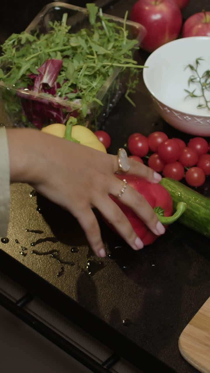 Preparing fresh vegetables for a healthy meal