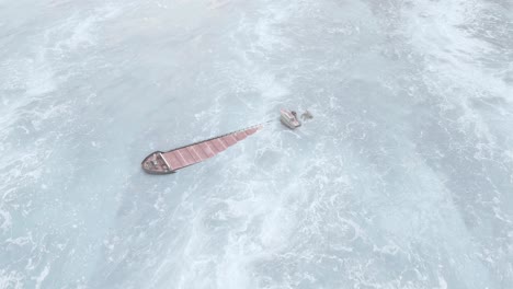 shipwreck in ice-covered waters