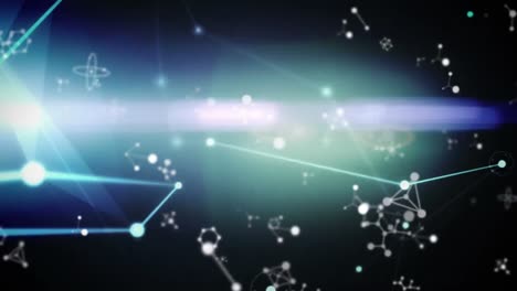 Digitale-Animation-Molekularer-Strukturen-Und-Verbindungsnetzwerke-Vor-Blauem-Hintergrund