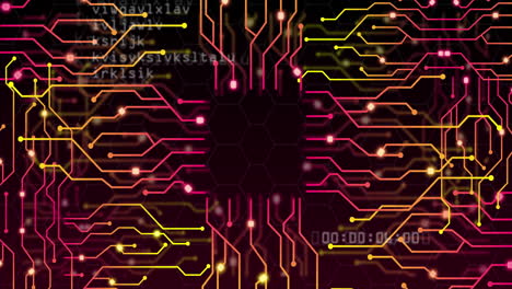 animación del procesamiento de datos a través de una red de conexiones