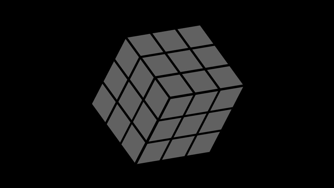 16:9 영상 형식으로 풀 스크린에서 중앙으로 사라지는 크기를 줄여 시계 방향으로 회전하는 스트로보스코픽 및 최면 효과를 가진 흑백 그래픽 객체