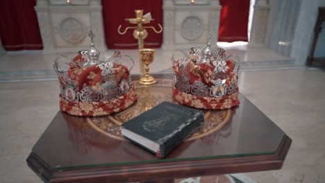 wedding crowns and bible orthodox church in serbia