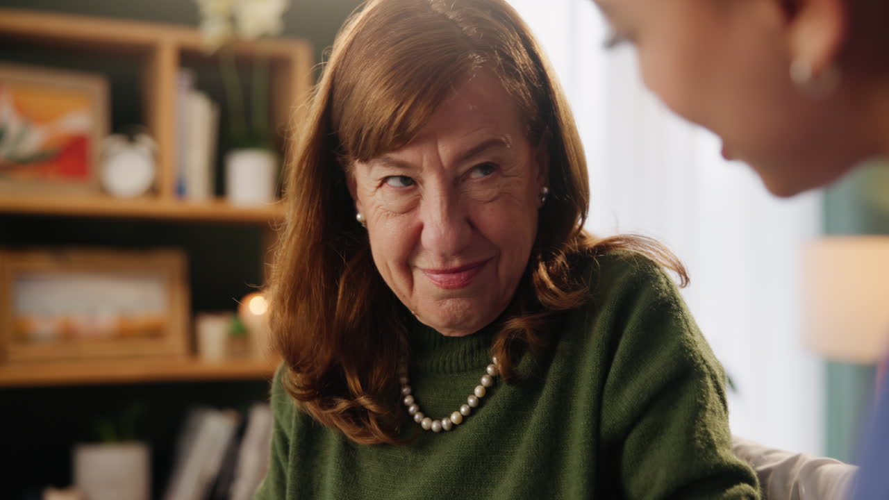 Senior woman receiving care at home