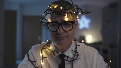 sad businessman working at christmas