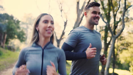 Forest,-running-and-couple-with-wellness