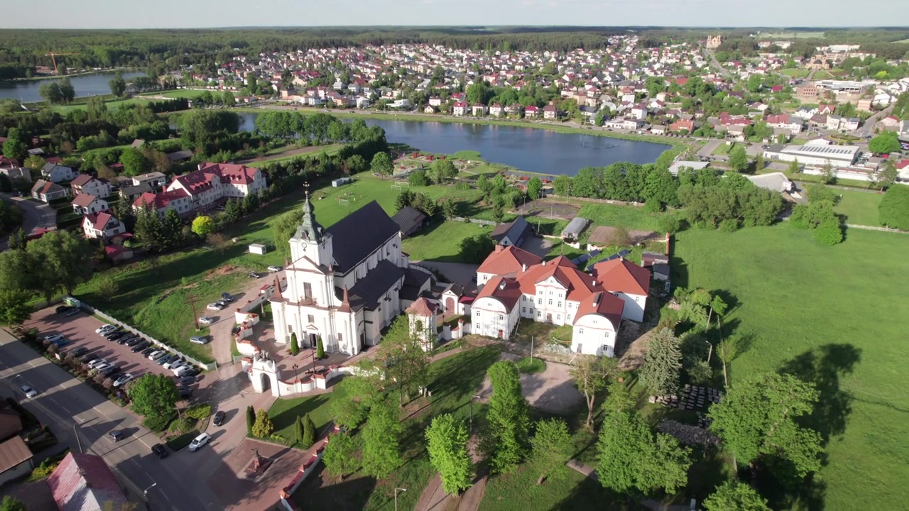 Siemiatycze, Polonia, ripresa aerea con drone 4K.