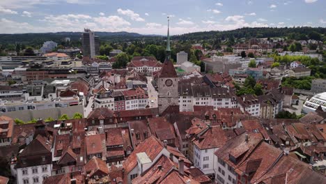 old medieval town aarau switzerland aerial drone swiss heritage site europe