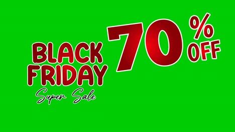 black friday discount 70 percent limited offer shop now text cartoon animation motion graphics on green screen for discount,shop, business concept video elements