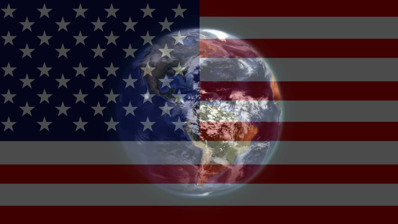 Bandiera americana e pianeta Terra
