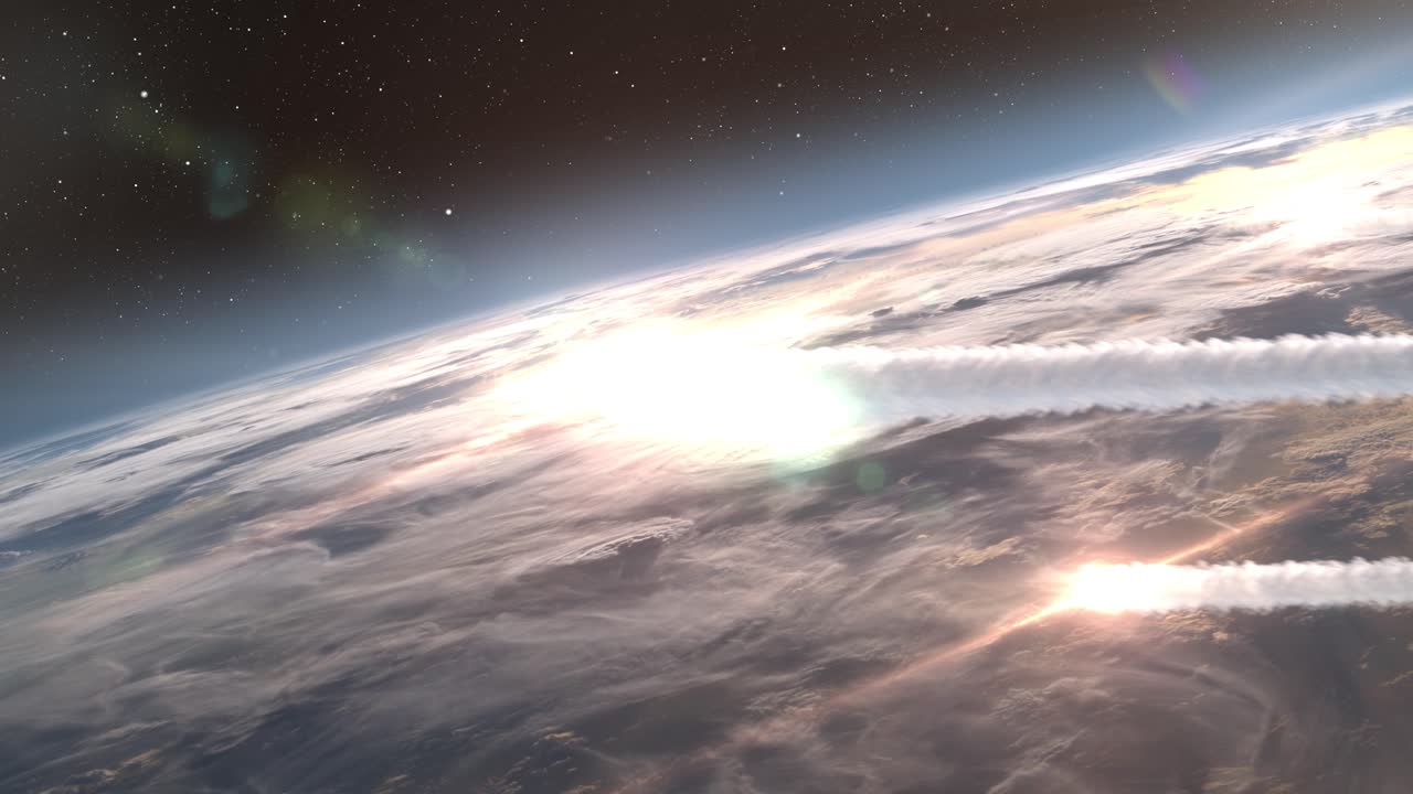 missili che attaccano la terra dallo spazio