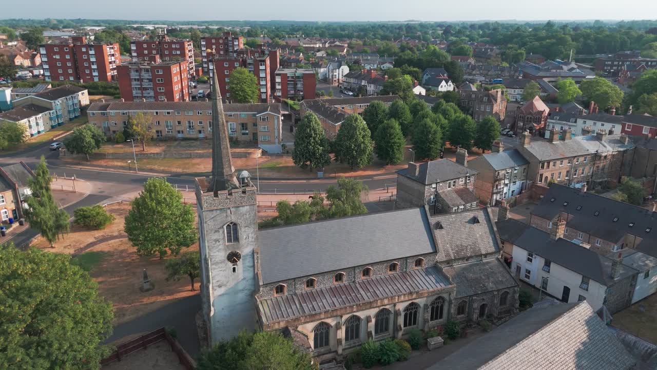 St Mary's Church Newmarket, England United Kingdom worship place aerial drone exterior