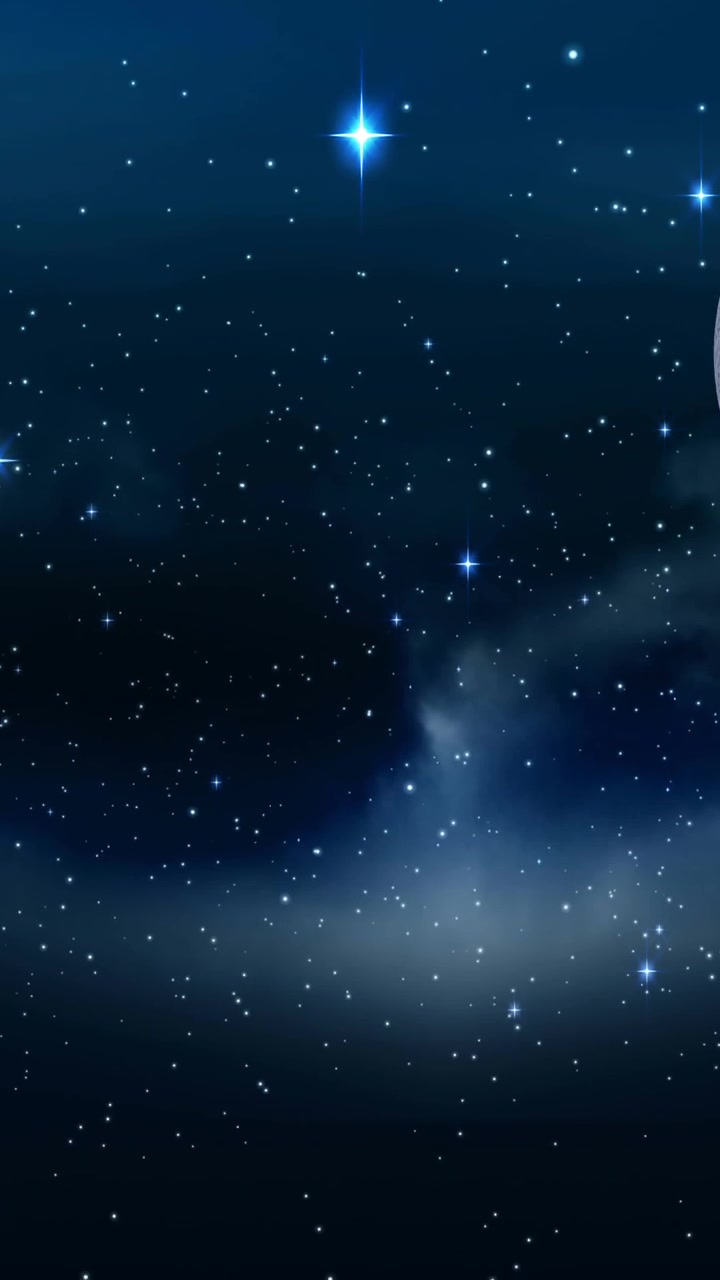 Animação de lua cheia e estrelas no céu noturno