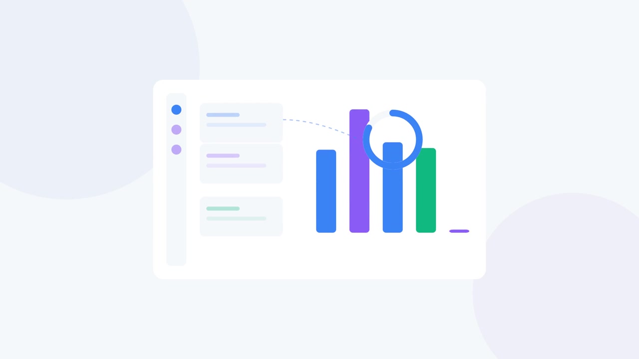 Dashboard Dati Animata con Grafico a Barre che Mostra Crescita e Progresso