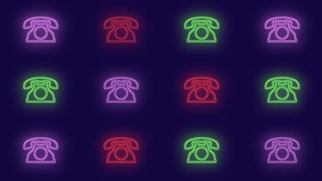 patrón de teléfono retro pulsante con luz de neón en estilo casino