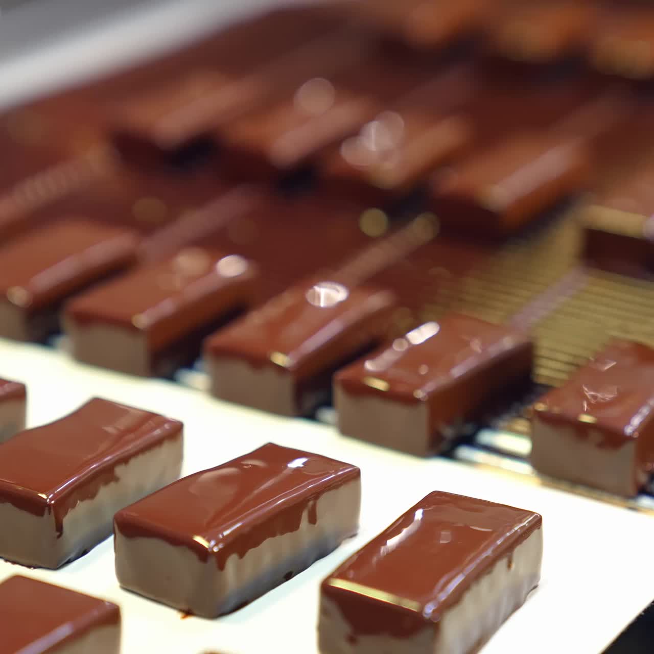 Rows of chocolate desserts