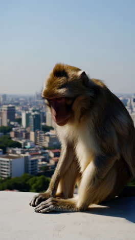 monkey overlooking city skyline