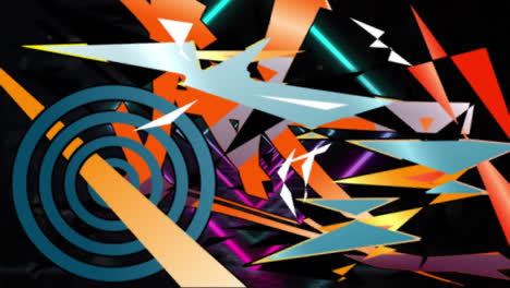 animation of colorful abstract and geometrical shapes on black background