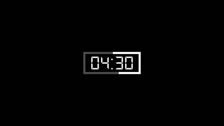 White Digital Countdown Timer with Progress Bar on Black Background