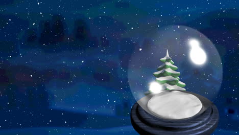 animación de la nieve cayendo globo de nieve en el paisaje de invierno