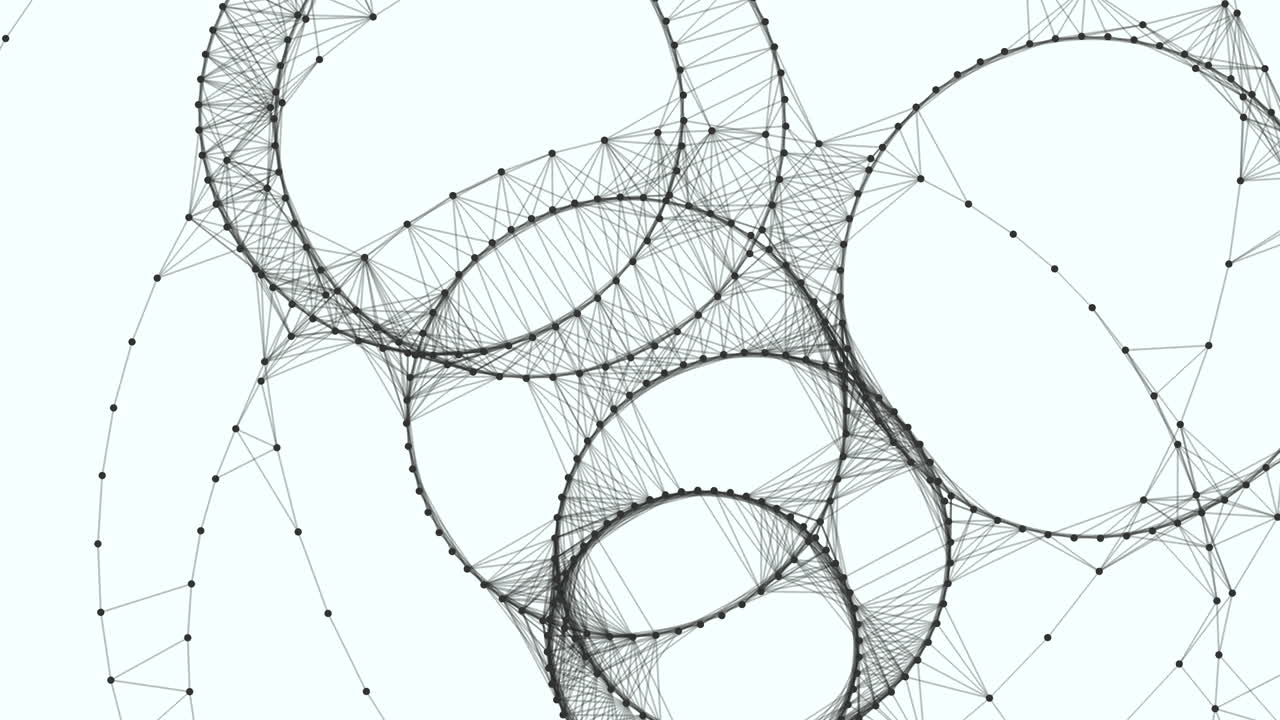 Interconnected circles forming a network pattern visualizing connections in a circular arrangement