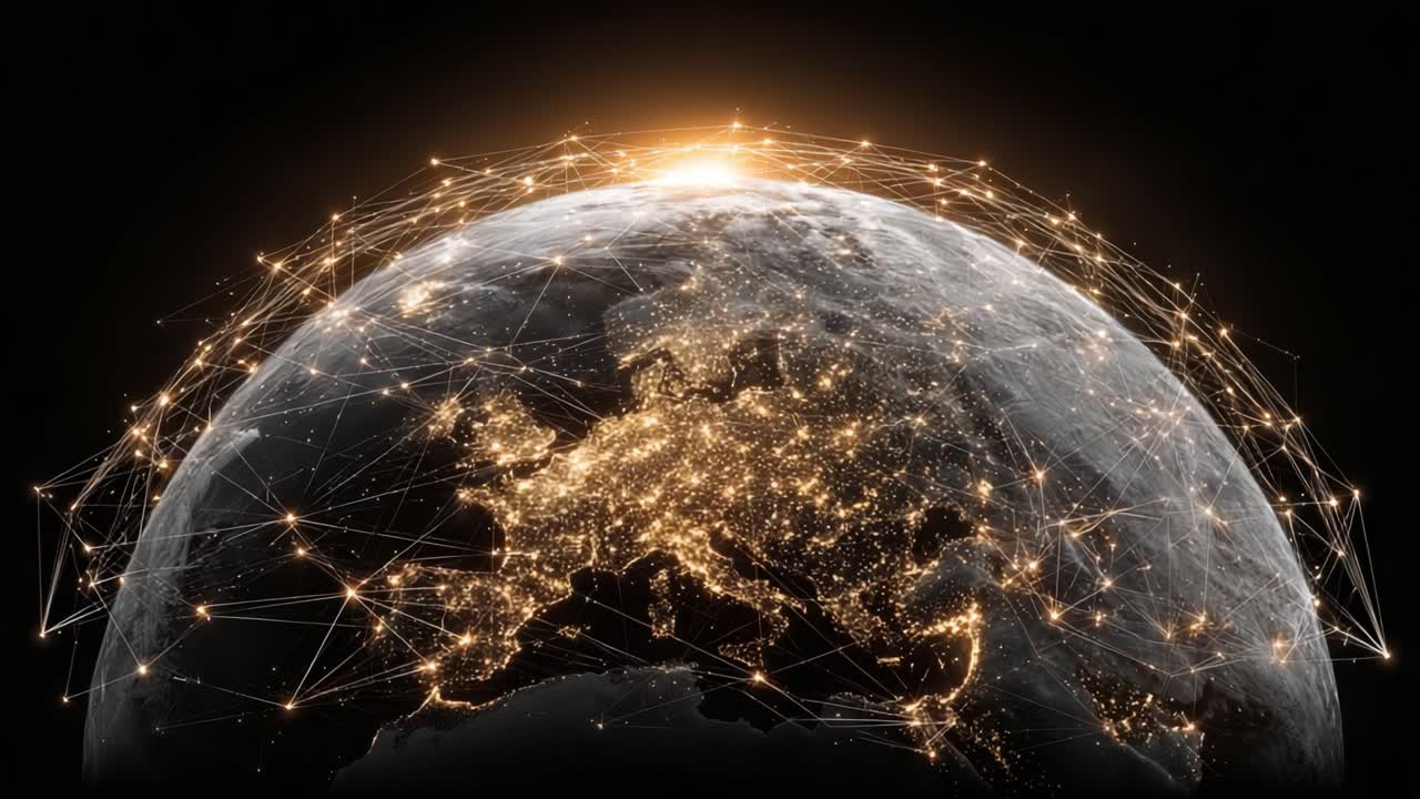 An Expansive View of Earth Illuminated by Data Connections: A Dynamic Representation of Global Networks and Connectivity