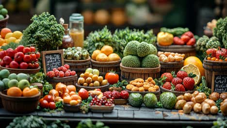 vibrant marketplace filled with fresh vegetables and fruits