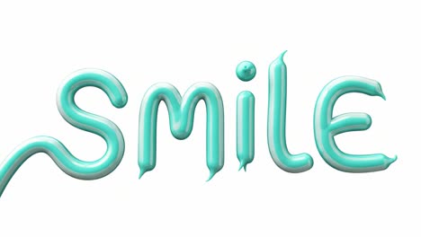 a vibrant and playful display of the word 'smile' in a curling, soft font that radiates positivity and joyfulness, perfect for uplifting messages and art
