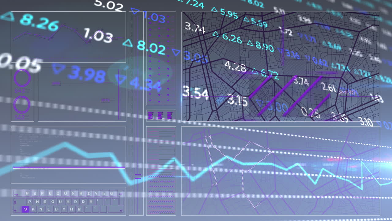 animación del procesamiento de datos financieros sobre un fondo negro