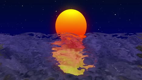 animation of sun over water on black background