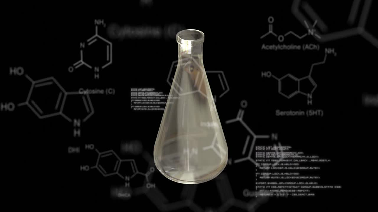 animación del vaso de laboratorio, procesamiento de datos científicos