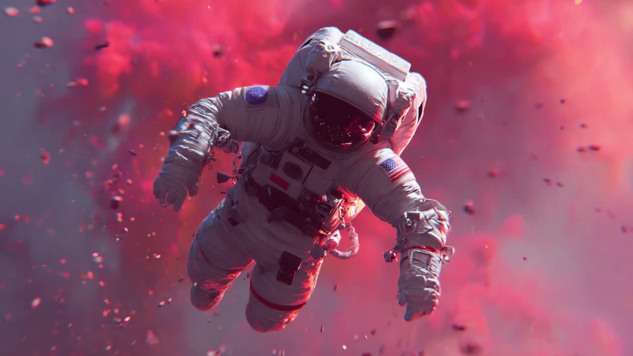 An Astronaut Floating Through a Colorful Nebula, Capturing the Extraordinary Beauty of Space Exploration and the Mysteries of the Universe