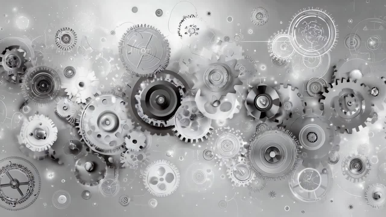 Intricate Mechanisms: A Close-Up Exploration of Interlocking Gears and Cogs in a Complex Mechanical System, Showcasing the Beauty of Engineering Design