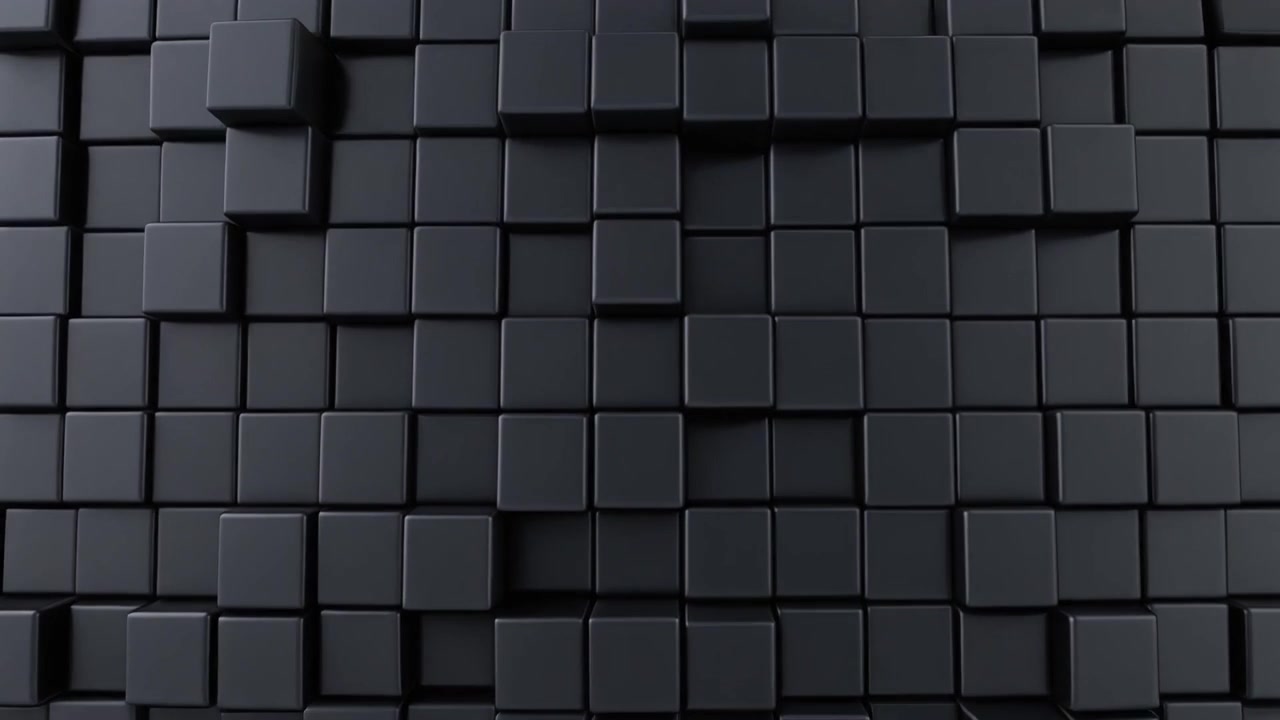Abstract Animation of Moving Black Cubes on Dark Background