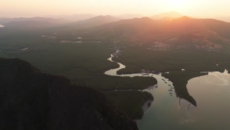 aerial sunset dreamy thailand vacation holiday in andaman sea between the island of phuket krabi in ao phang nga national park