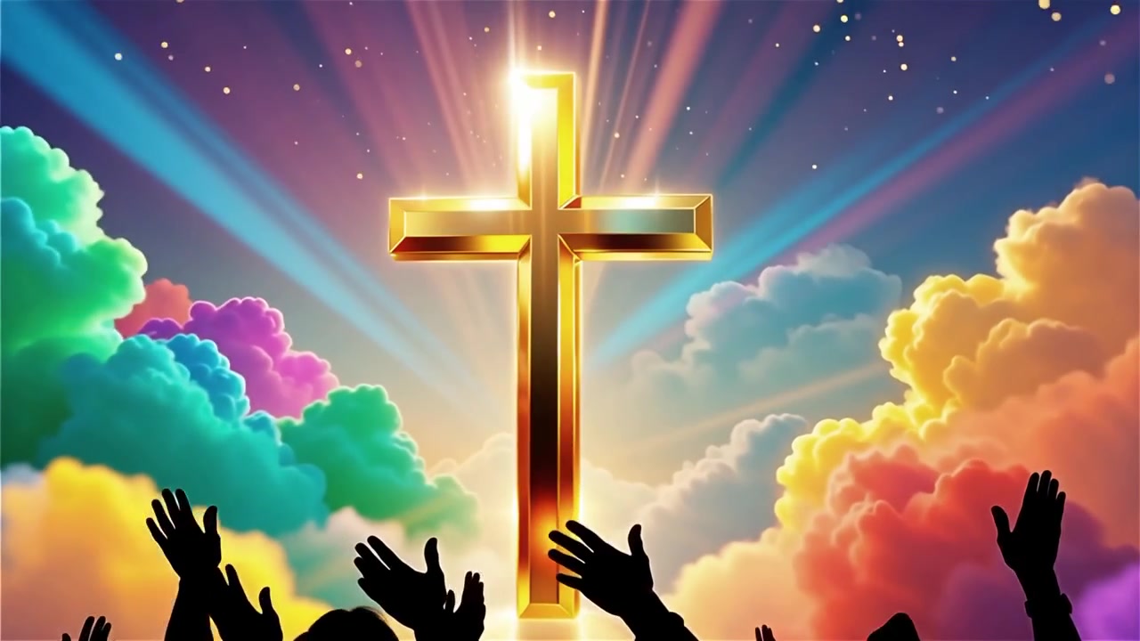 Christian Cross Heavenly Light Worship Background
