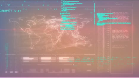 Animación-De-La-Interfaz-Con-El-Mapa-Mundial-Y-Los-Datos-De-Procesamiento-En-Azul