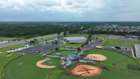 youth baseball fields in suburban area timelapse