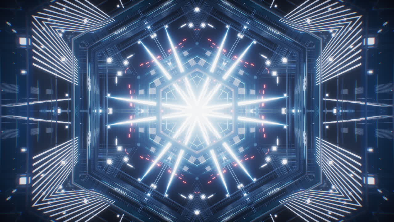 추상적인 네온 칼레도스코프 패턴과 반이는 효과, 3d 렌더링