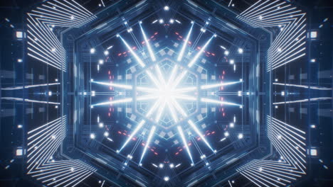 patrón de caleidoscopio de neón abstracto con efectos brillantes, renderización en 3d.