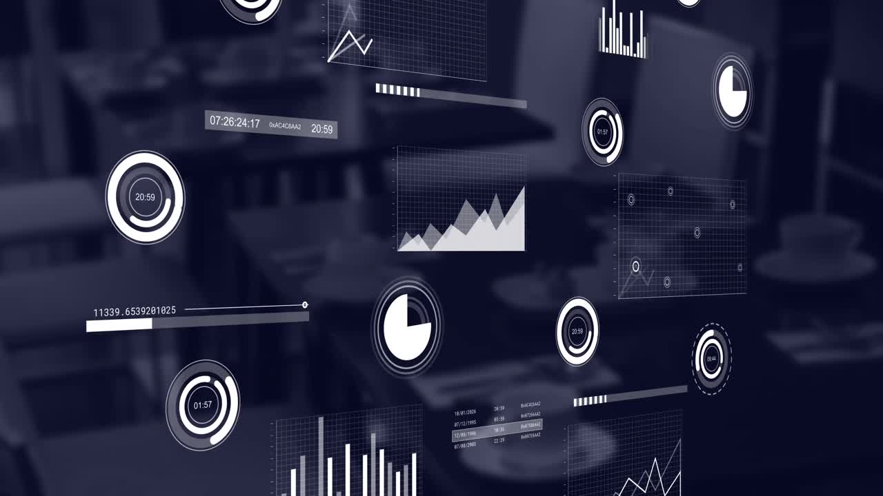 Animation of statistical data processing against empty office