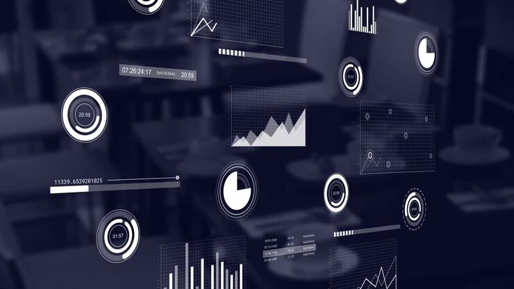 Animation of statistical data processing against empty office