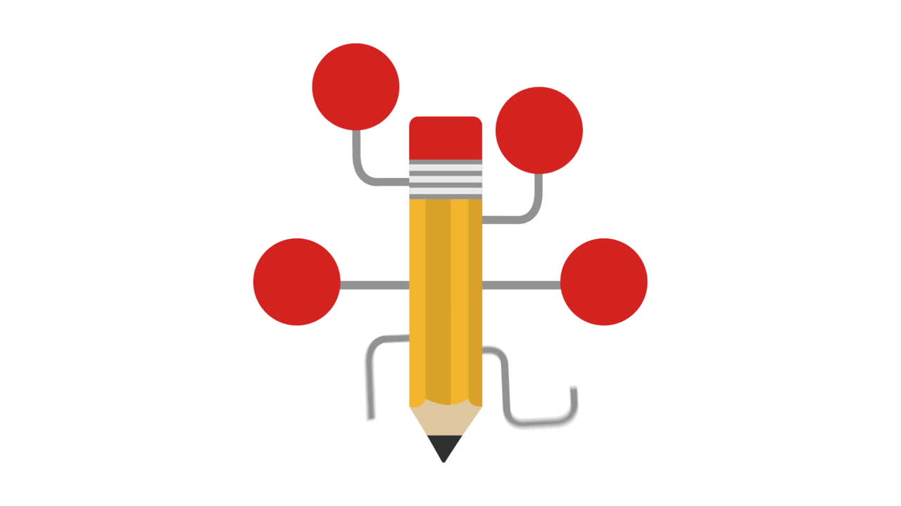 Conceptual Pencil with Red Connections