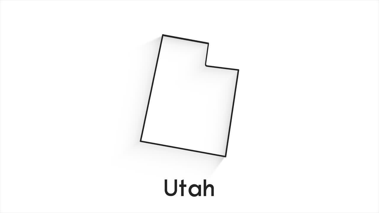 estado de utah de los estados unidos de américa. marcador de ubicación de línea animada en el mapa. fácil de usar con el modo de transparencia de pantalla en su video.