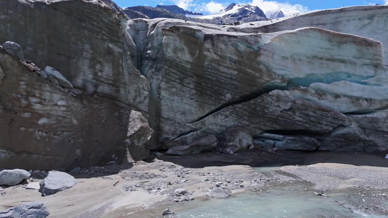 Majestic glacier ice in sunlight, showcasing nature's raw beauty